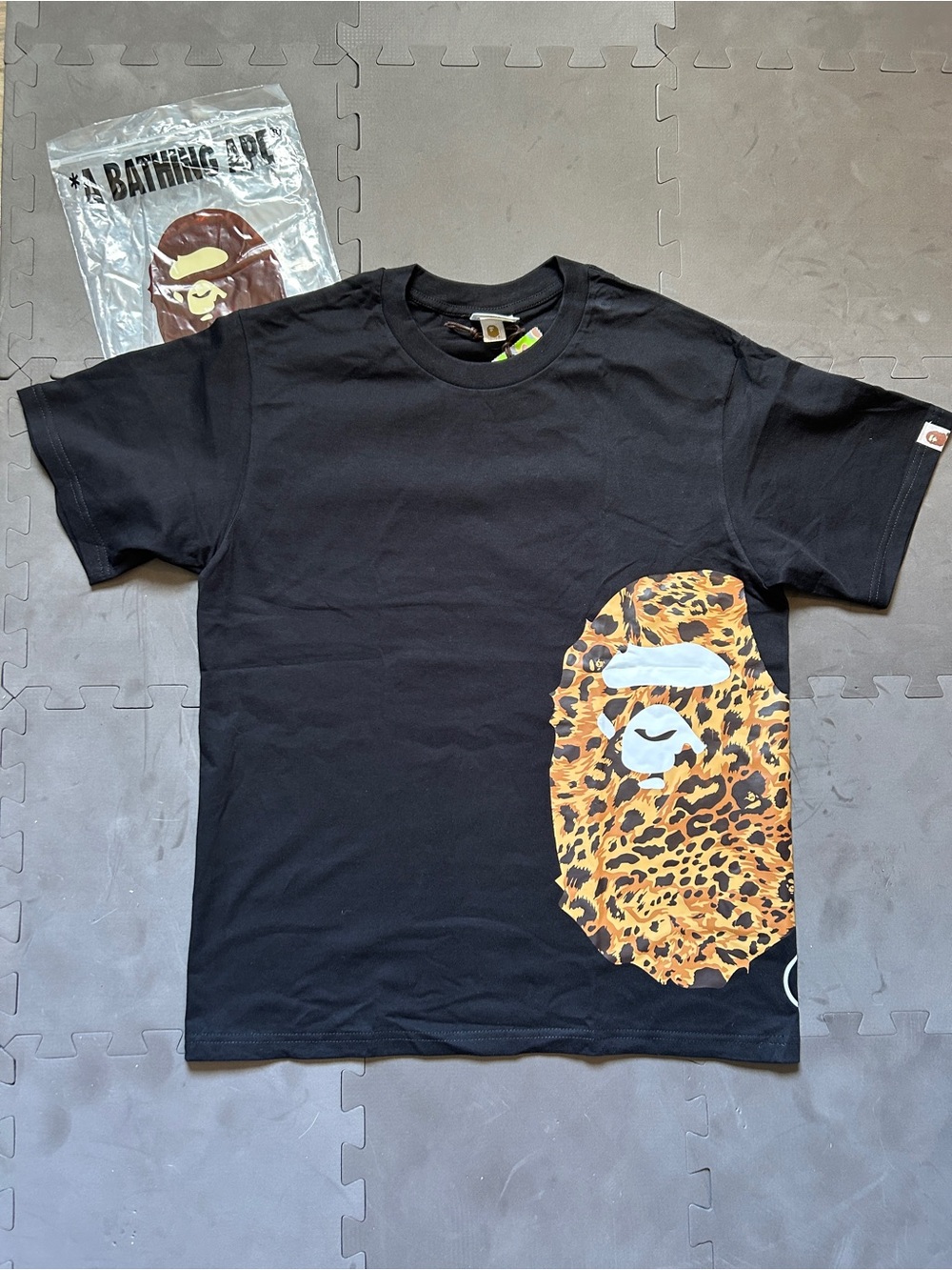 Bape Black Tee with Leopard print